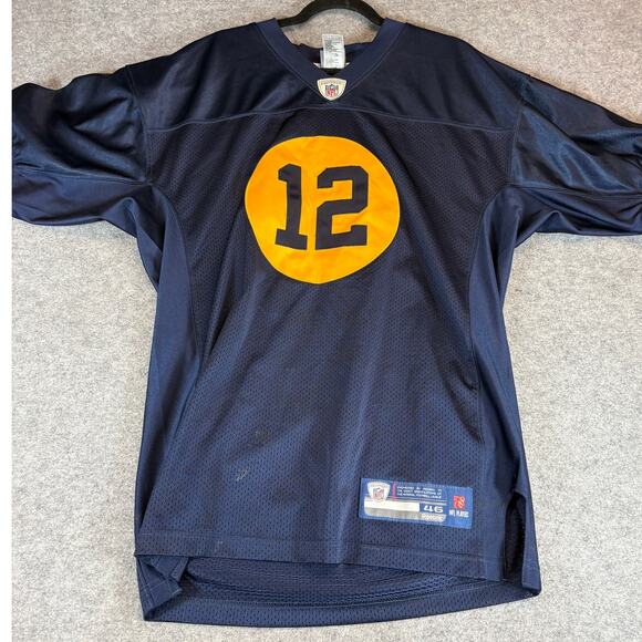Reebok NFL Aaron Rodgers #12 Packers Throwback Jersey Shirt Mens Size 46 Blue - Picture 1 of 9